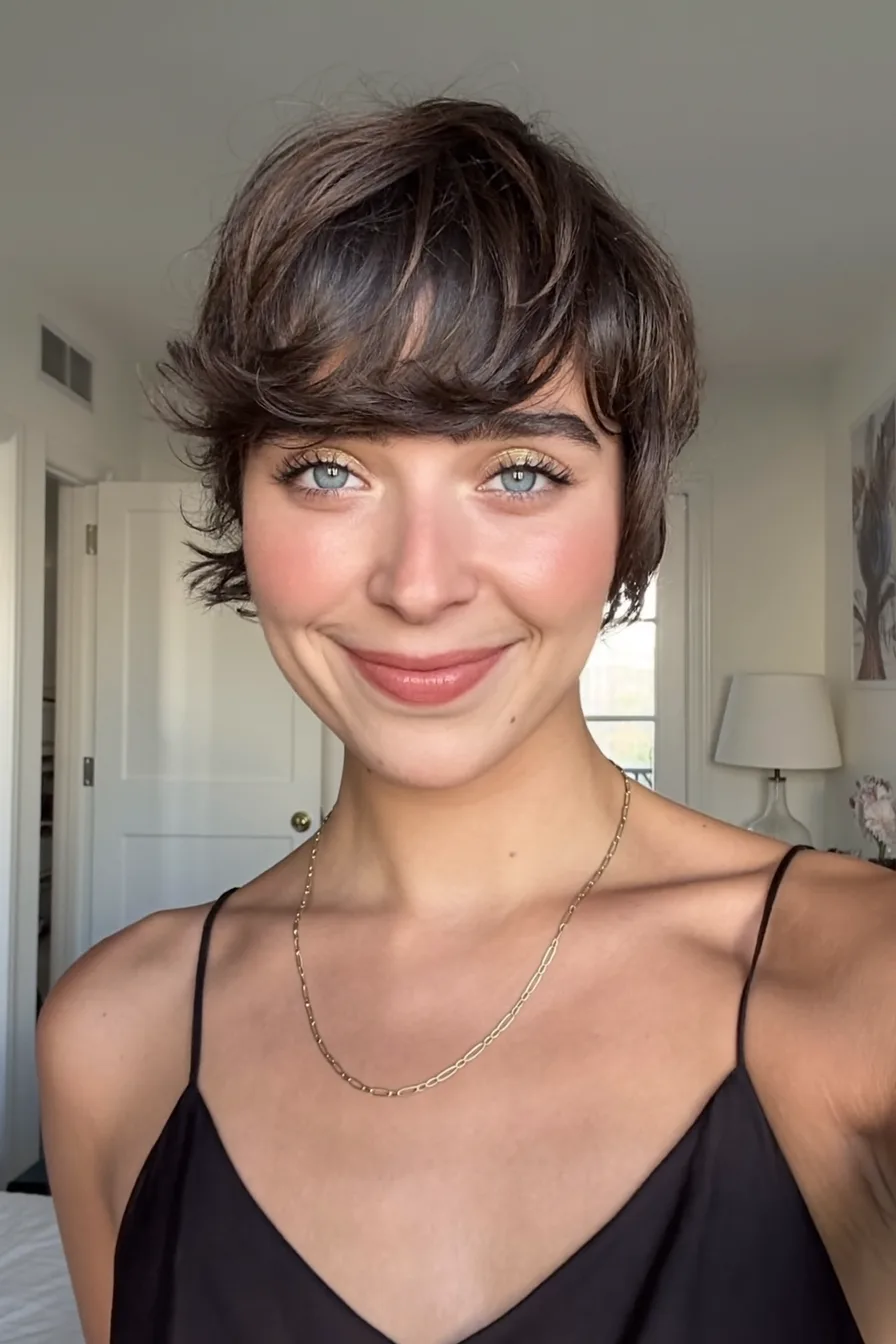 Textured Pixie Cut with Soft Wispy Bangs for Effortless Style