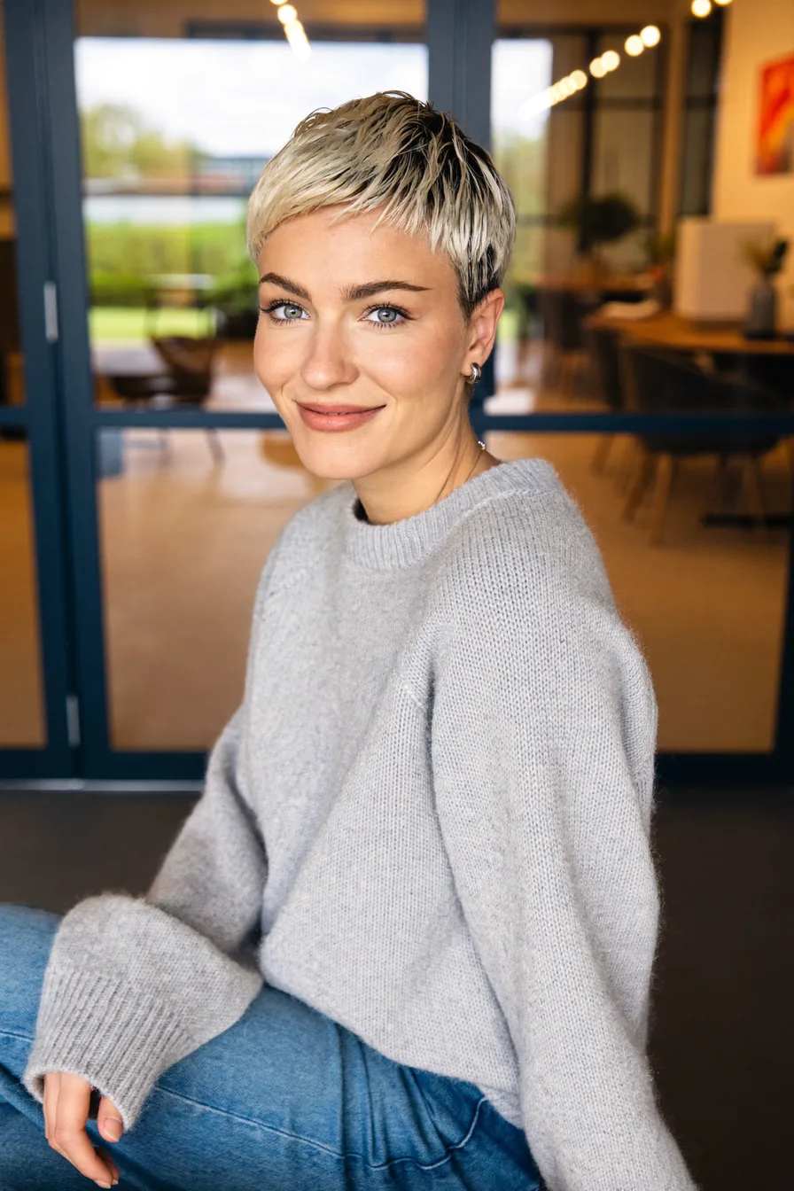Chic Short Pixie Cut with Textured Wispy Bangs