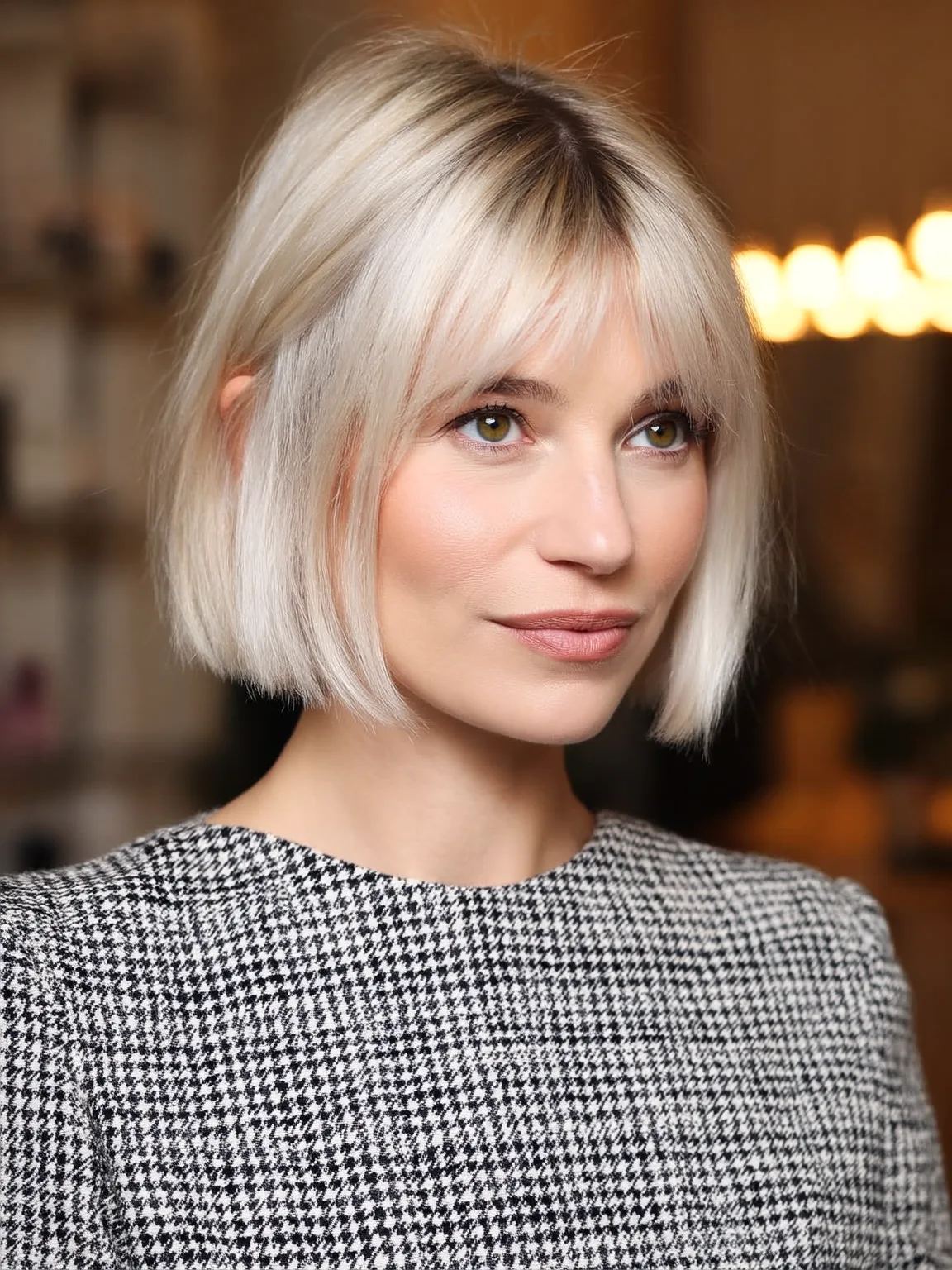 Chin-Length Straight Platinum Blonde Bob