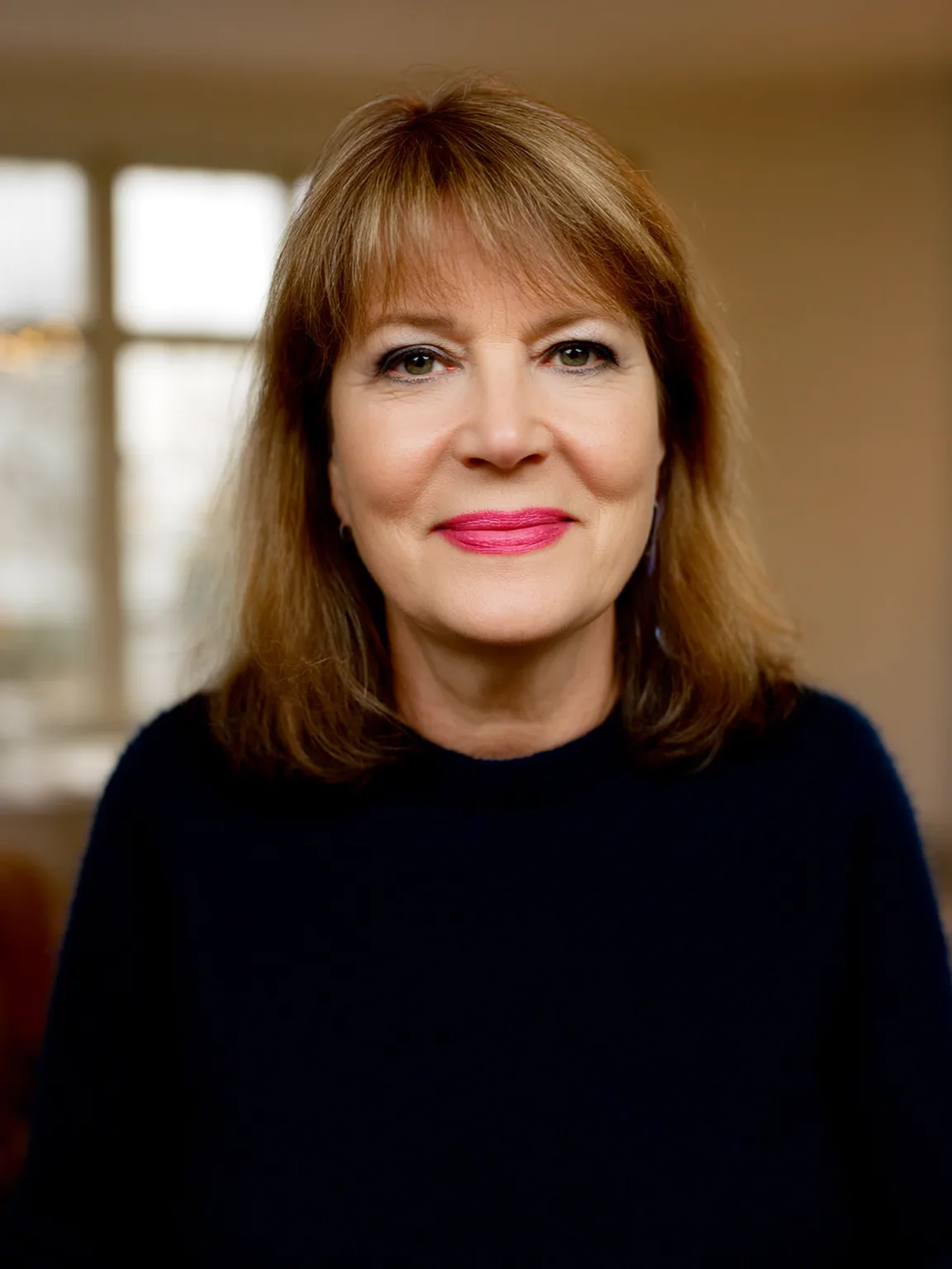 Shoulder-Length Straight Warm Caramel Brown Layers
