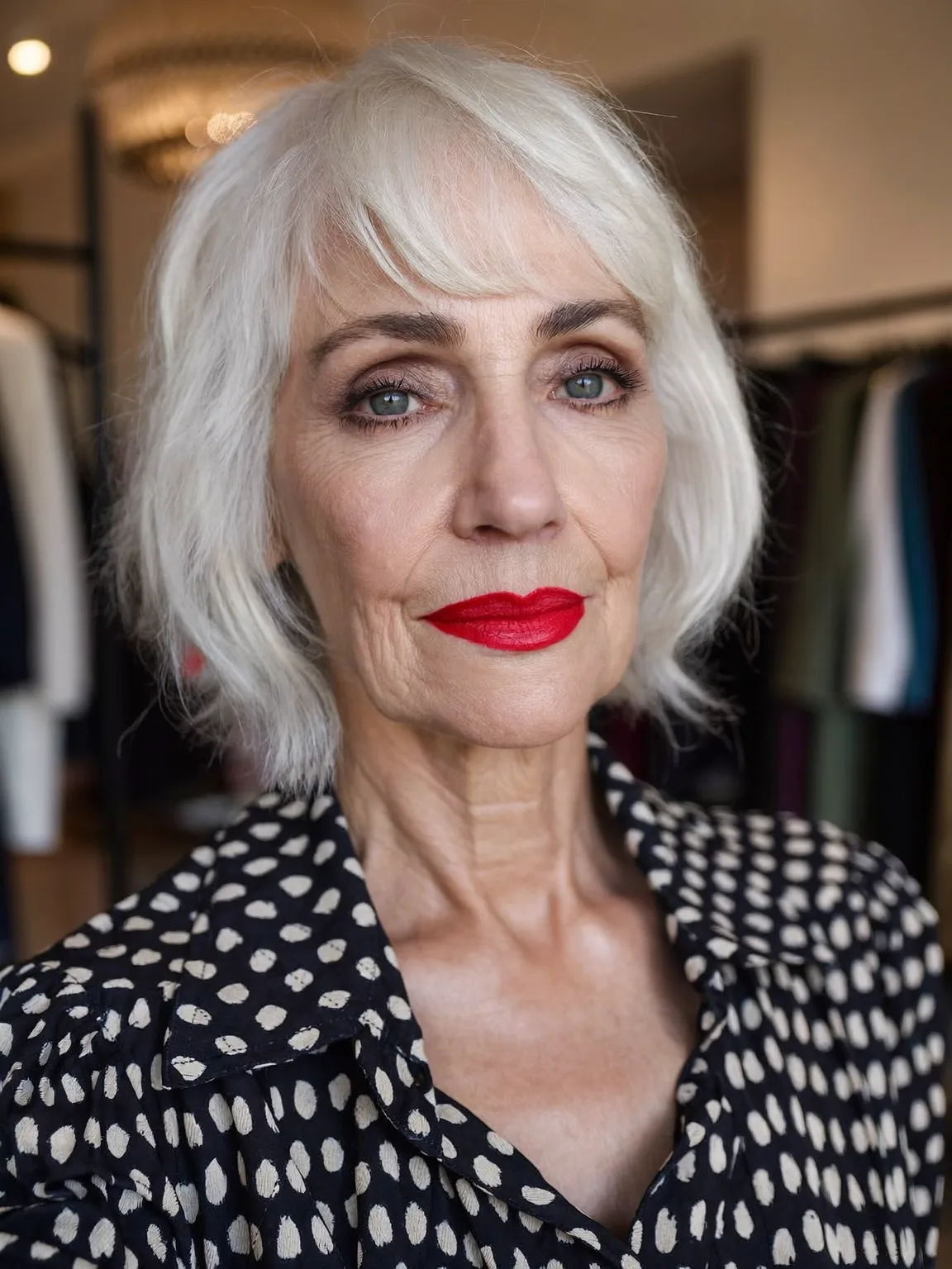 Wavy Silver Frost Chin-Length Bob