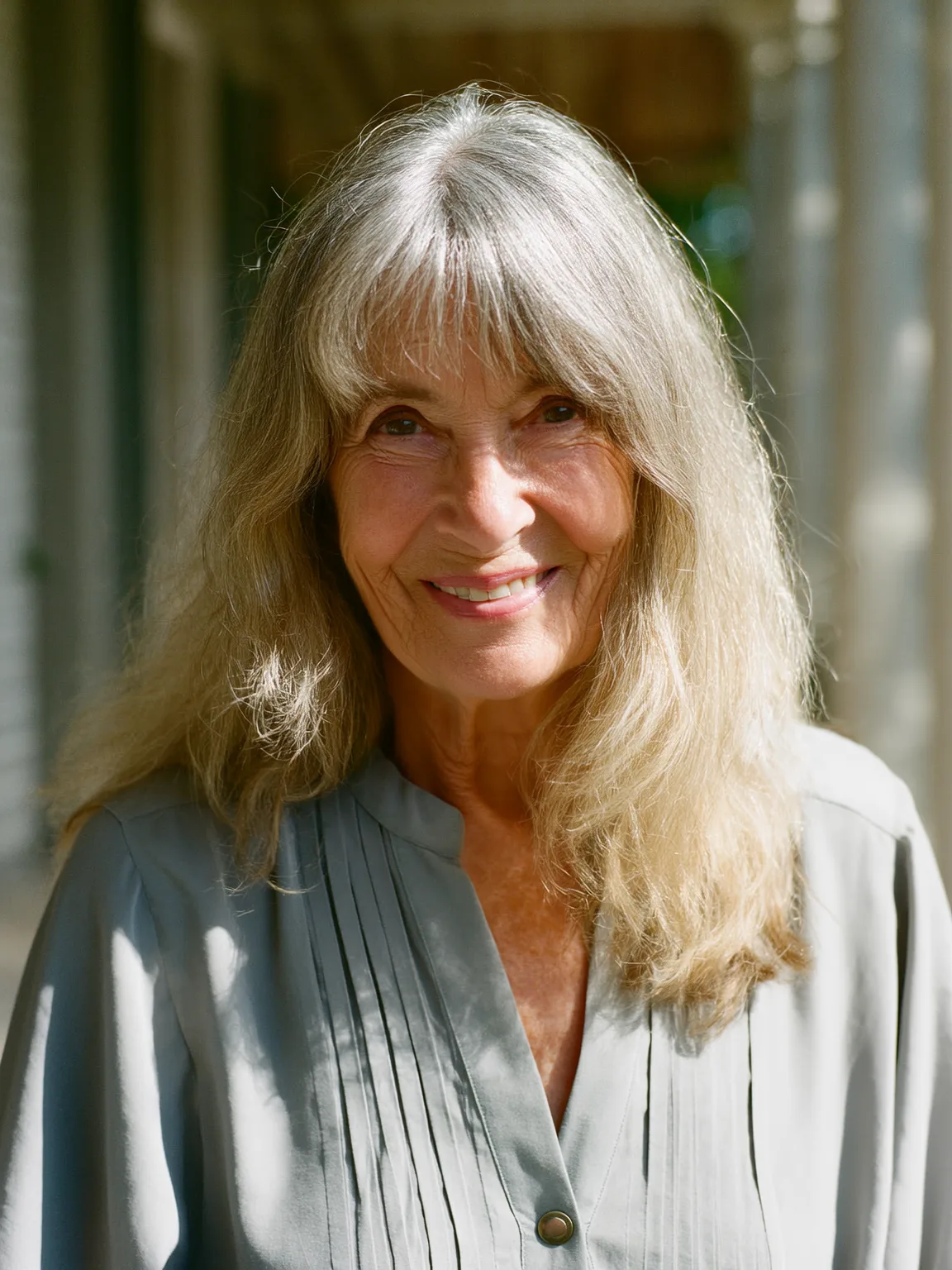 Silver Frost Wavy Layers with Wispy Bangs