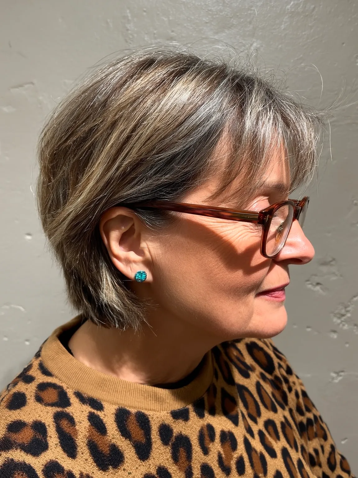 Ash Brown Pixie With Delicate Silver Highlights