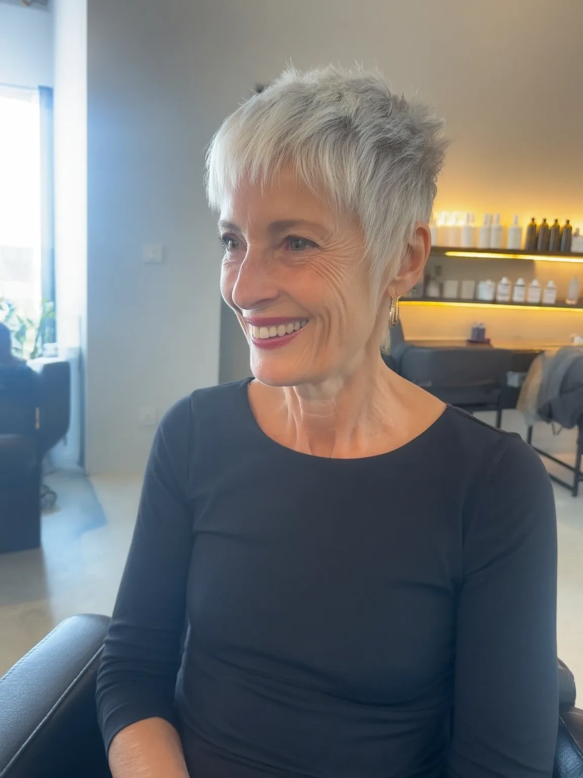 Textured Silver Pixie with Wispy Fringe